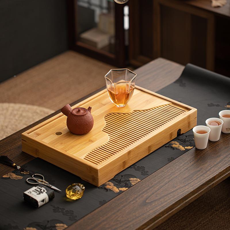 小号长形茶台茶盘家用托约储水式干泡盘简茶具方盘PHY配件茶海新