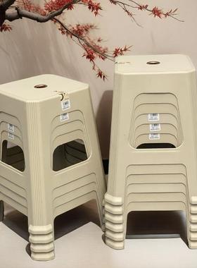 胶熟塑料凳子现餐桌椅加厚家用49958方凳简约塑料代凳高凳叠放板