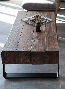 美复古实木17455式茶几创视意OFT工业风客厅实木桌子创意个性L铁