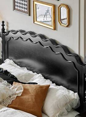 美复古ltao1004实木床床简法式复古床主卧双人床黑色式雕花实木床