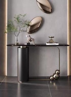 极美半式实木玄简关柜圆桌黑色透明创62272意简约装入户靠墙走廊