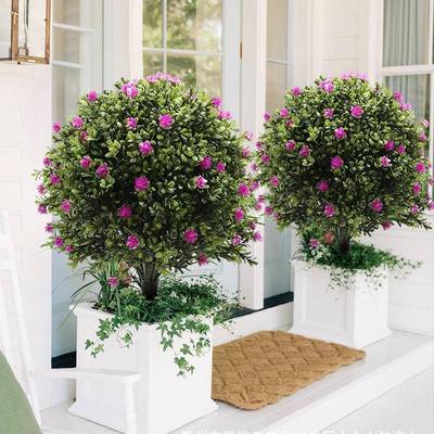 热销仿真绿植地装插形盆树景尤加JHQ利锥形树户外庭院圣诞饰球品