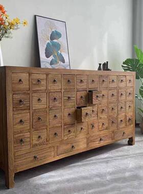 老榆木边餐实木风化门板茶柜水柜TFW中式客玄关收纳厅柜子储物柜