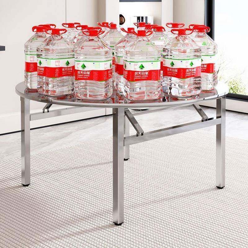 不锈钢桌子桌厚可折叠钢圆摆摊烧烤吃特饭家用大排挡不锈93022桌