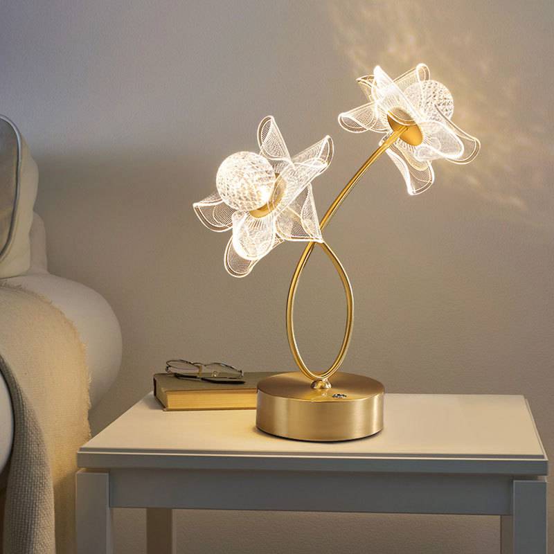 网红SIN风轻奢花朵台灯卧室床头阅读灯创意设计师客厅装饰蝴蝶台