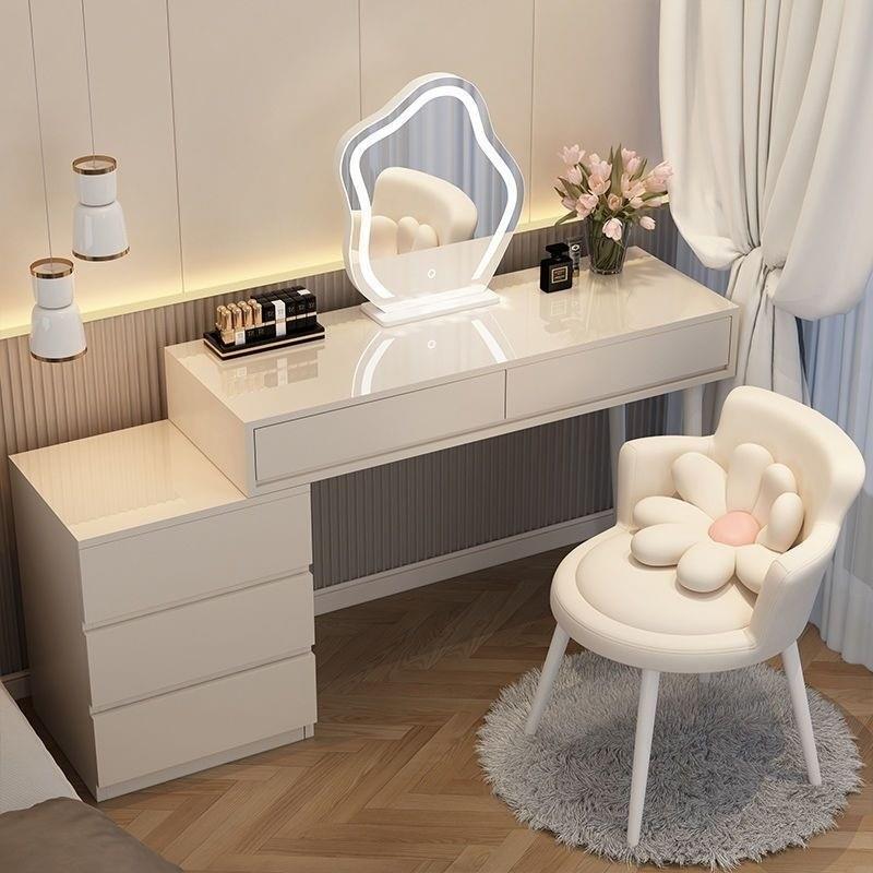奶风梳妆台现代柜简约收纳DIP床油头柜化台一体书桌伸缩化妆桌202