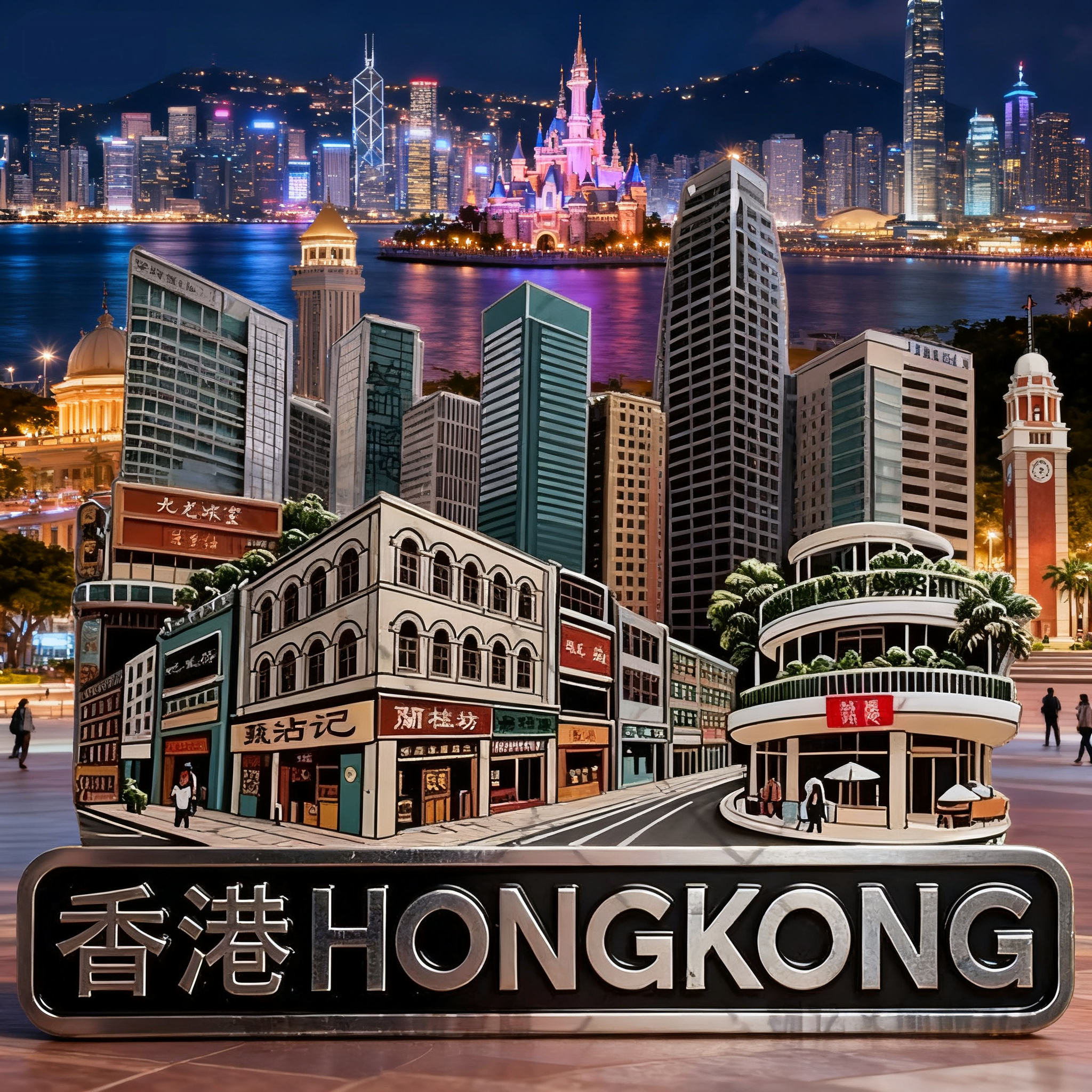 香港澳门城市旅游冰箱贴