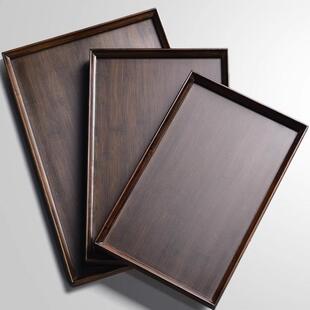 胡桃木托盘长方形竹木质茶盘茶水盘商用新款中式茶水盘大号竹托盘