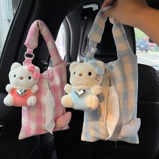 韩系奶油风布艺纸巾盒挂式纸巾袋车载抽纸盒可爱装饰餐巾纸收纳袋