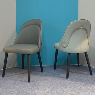 实木餐椅北欧书桌椅极简样板房设计师椅子中古复古皮艺 783意式