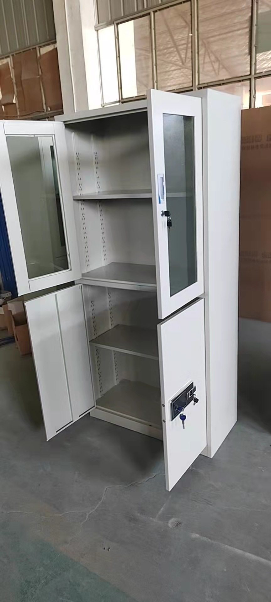 等器文件柜密码锁办公铁皮柜档案柜钢制玻璃带锁等器储物柜收纳柜