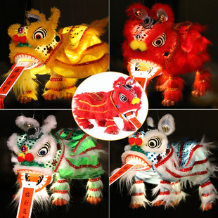 手提古风醒狮灯笼拍摄挂饰龙年新年儿童传统提线木偶舞狮子