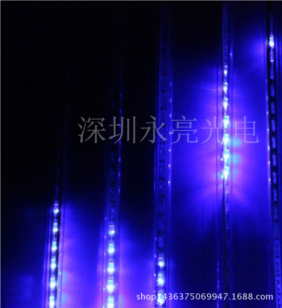 30cm144LED迷你流星雨灯管镂空双面8根套装户外防水火爆圣诞树灯