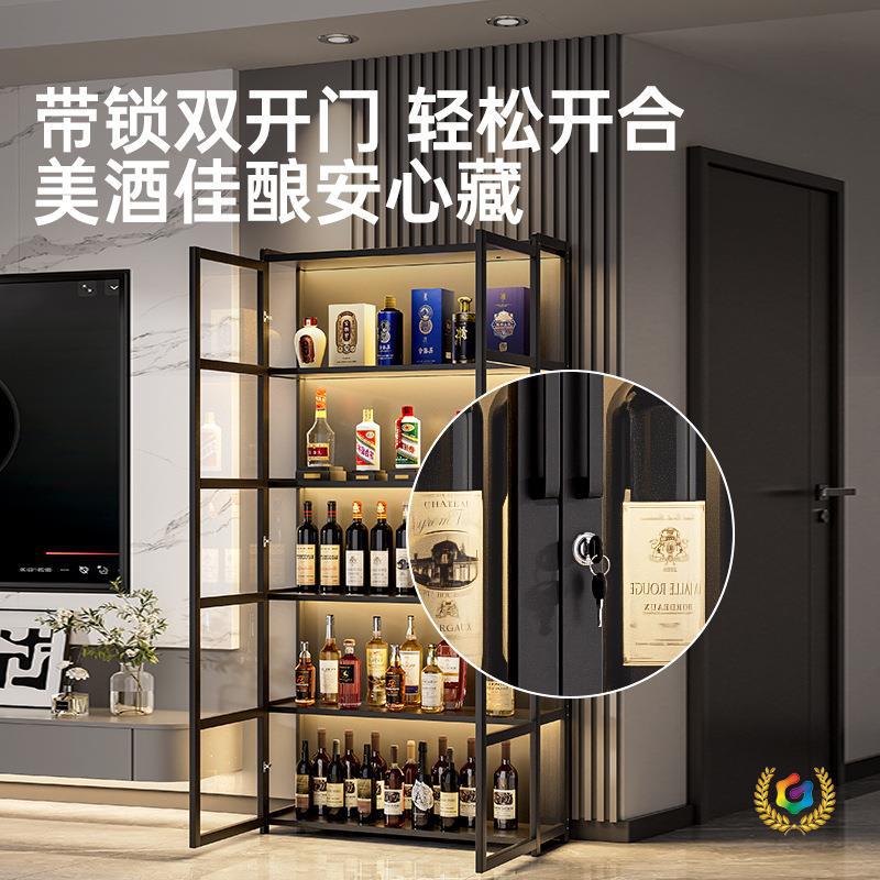 带锁带灯条靠墙红酒展示柜