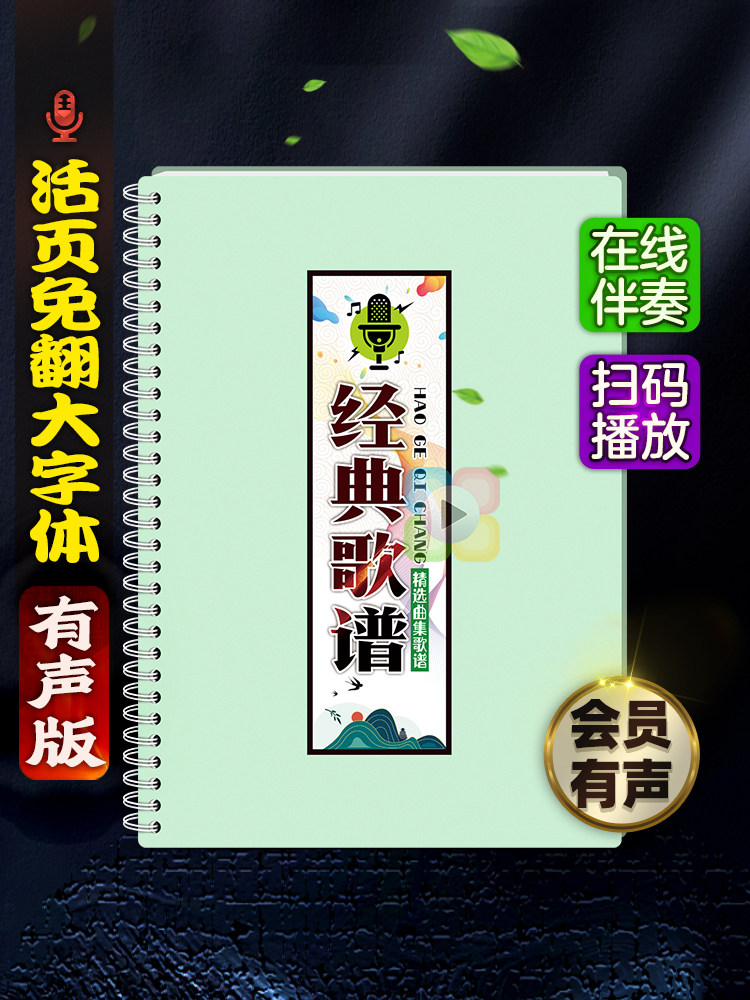 经典中老年唱流行广场音二胡简乐免翻活页大字体词曲歌谱夹本