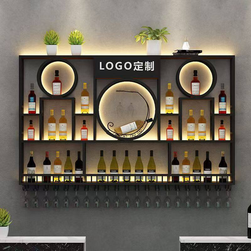 酒吧餐厅壁挂铁艺红酒架展示架