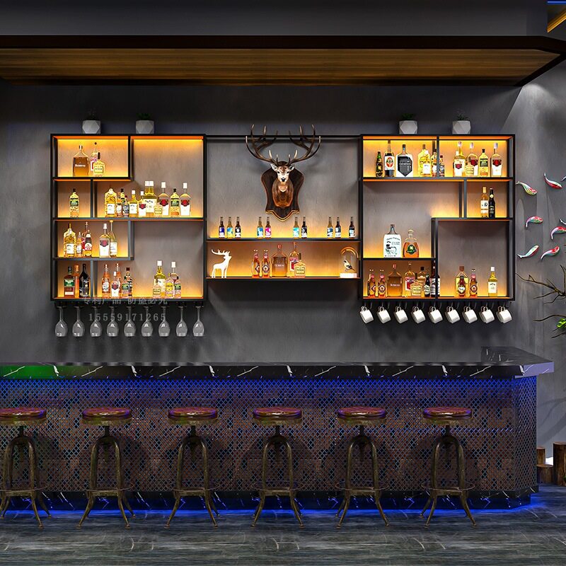 网红铁艺壁挂红酒陈列架