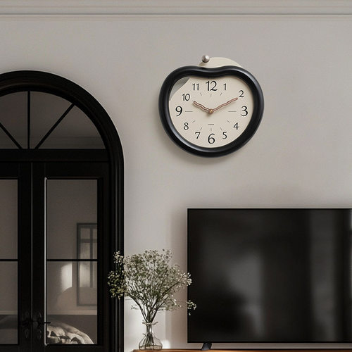 WOZOOM屋准免打孔中古风钟表挂钟简约高级感2024新款创意挂墙时钟