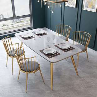 北欧大理石餐桌家用经济型餐桌椅组合餐现代简约餐厅长方形桌子