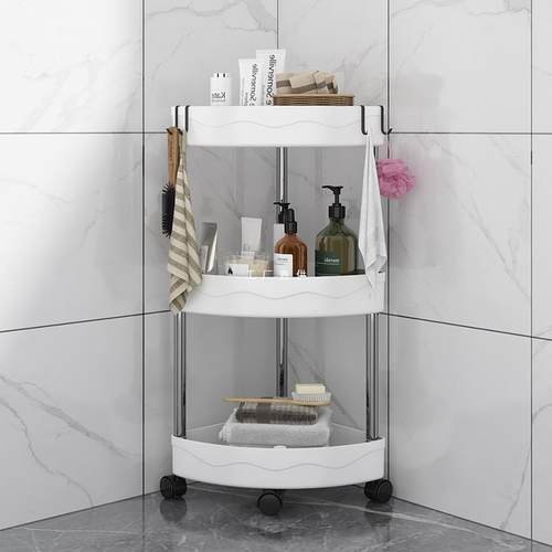 浴室厨房置物架落地小推车厕所洗手间移动收纳架卫生间墙角三角架