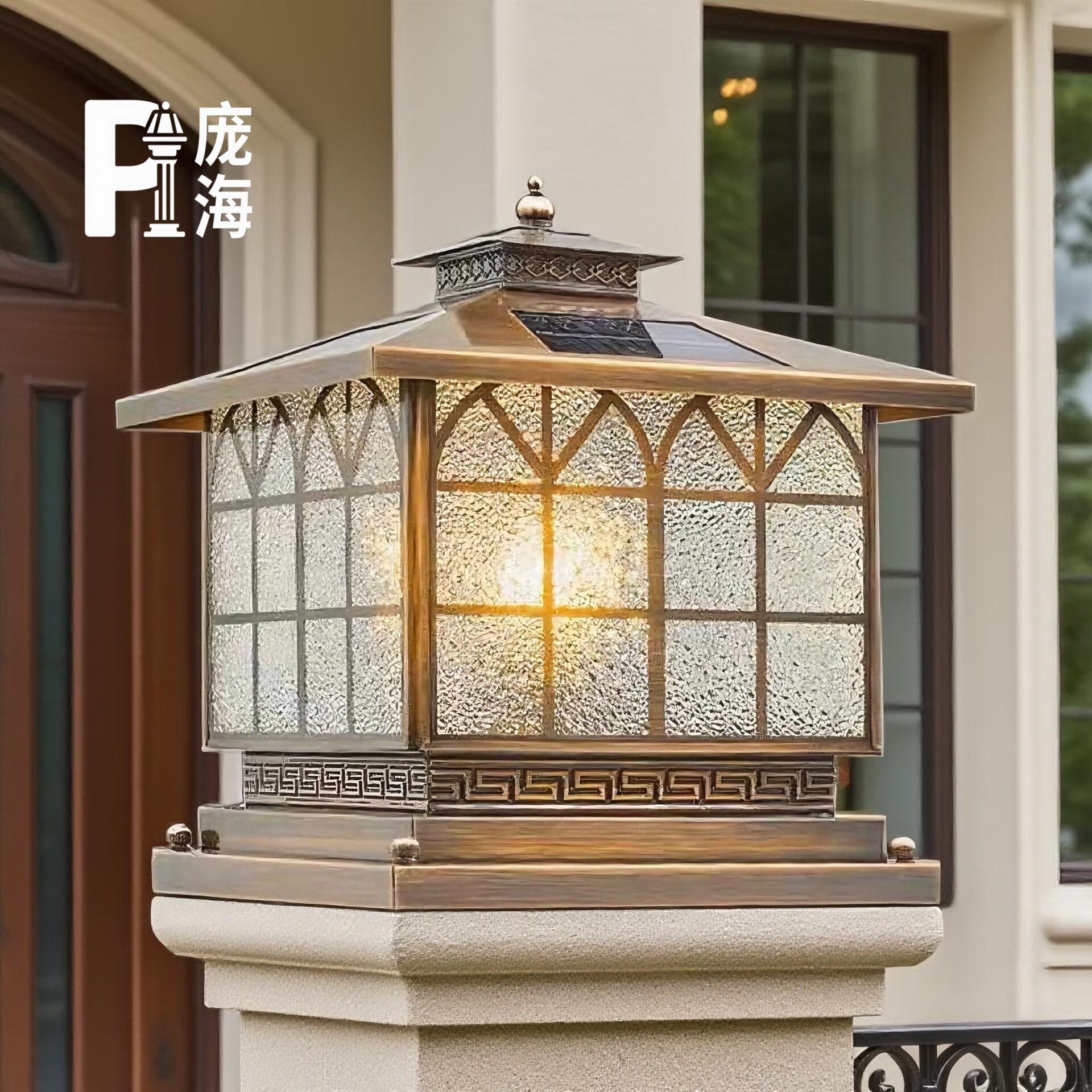 全铜户外庭院柱头景观灯