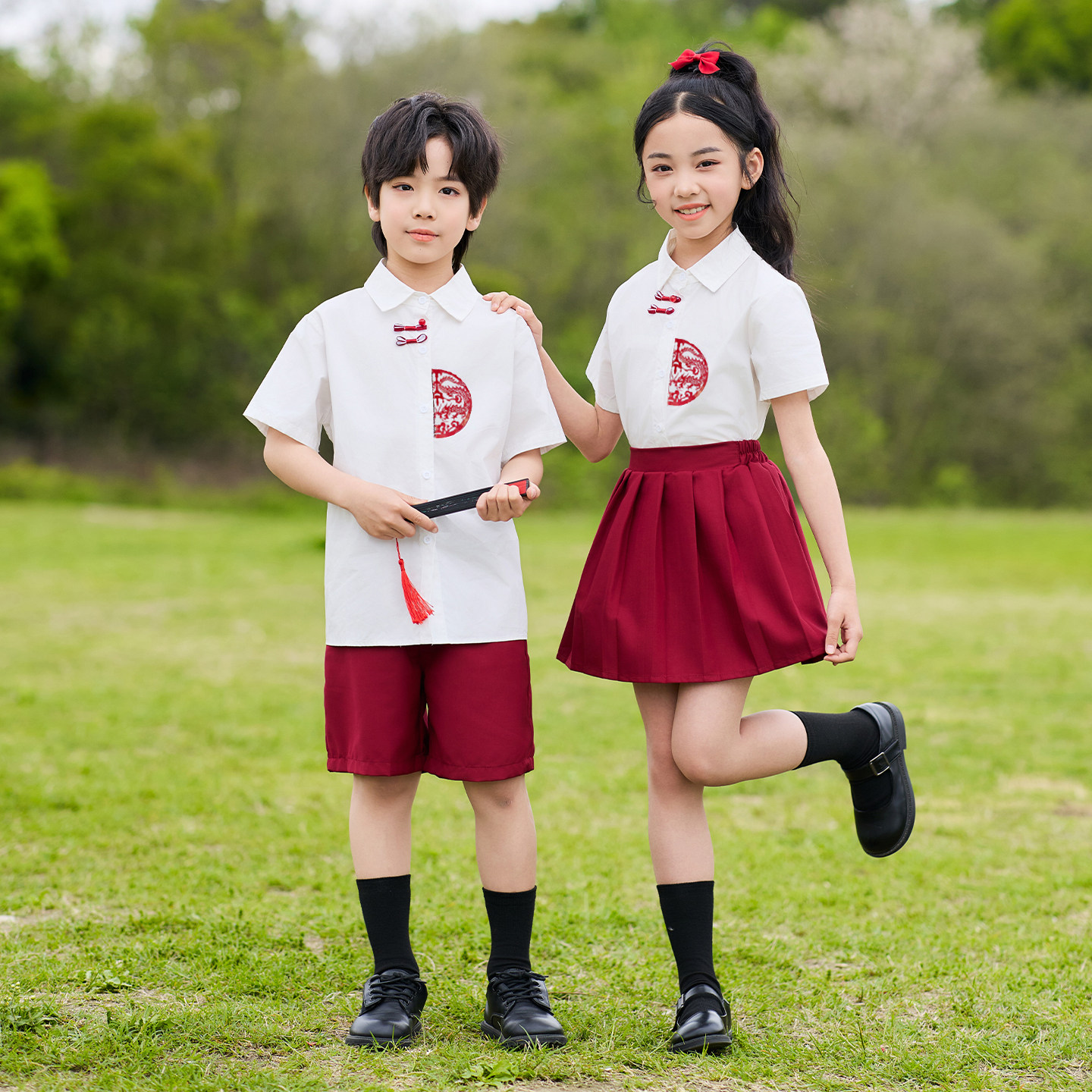 儿童大合唱团演出服装国潮学院风小学生毕业班服幼儿园男女表演服