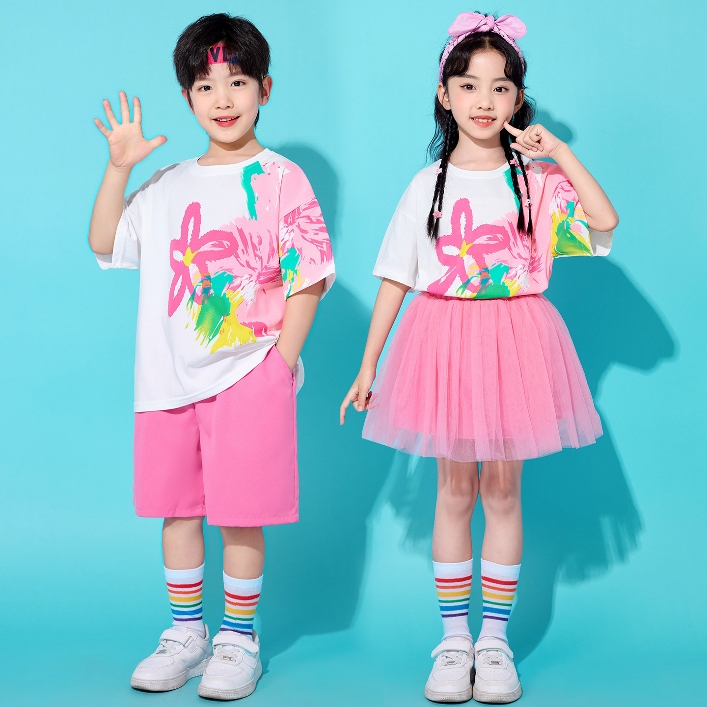 六一儿童啦啦队演出服装多巴胺小学生班服男女幼儿园毕业照表演服