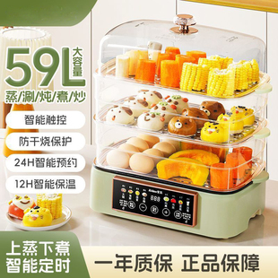 59升蒸煮一体大容量家用电蒸锅蒸笼家用上蒸下煮智能语音蒸箱方型