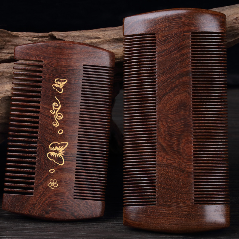 日本品质篦子梳去头屑超密虱卵传统老式竹子儿童绿檀木梳子细密齿