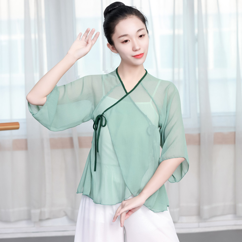 日本品质古典舞服装练功服中国古风网纱衣新款形体飘逸服女艺考舞
