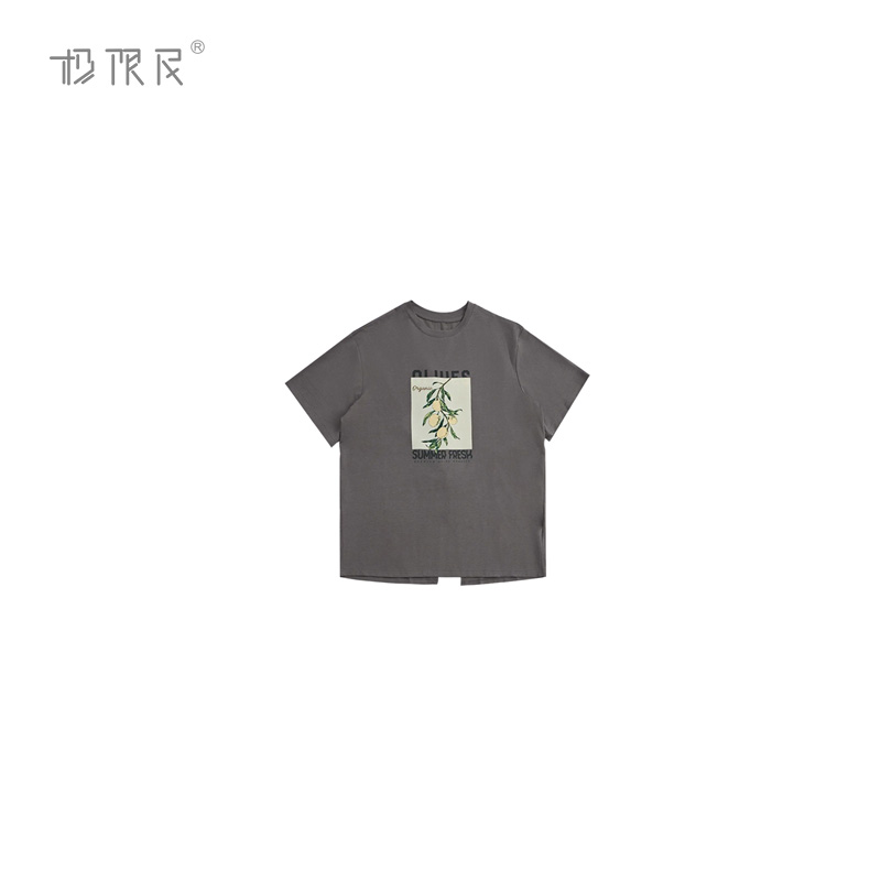 欧若风休闲印花清新露背上衣