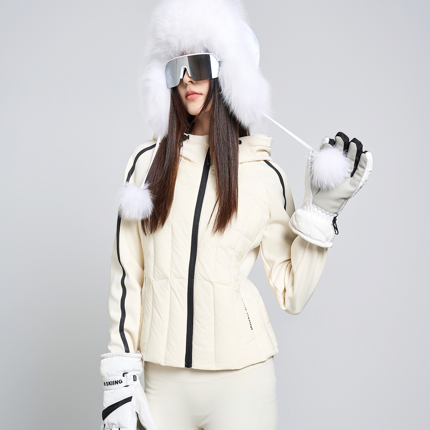 朗曼笛羽绒瑜伽服女短款内胆拼接运动鹅绒外套冬季新款修身上衣服