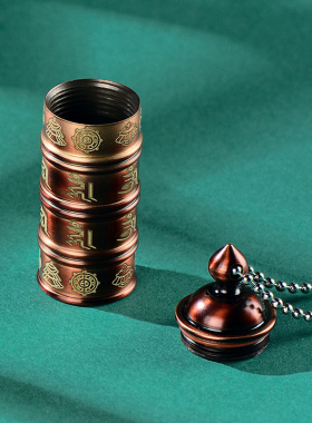 米盒铜嘎乌盒吊坠可打开螺丝盖八吉祥图案项链男女挂件挂坠小饰品