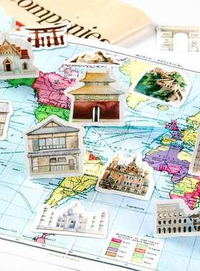 45 pcspack European Travel Paper Sticker Decoration Diary