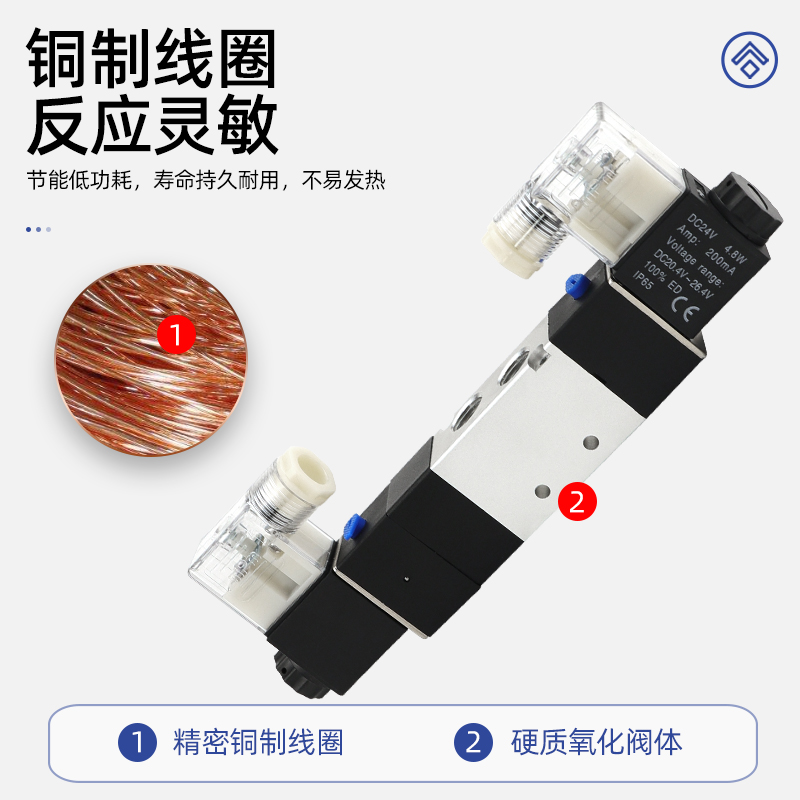 4V230/C/E/P/DC12V/DC24V/AC220V亚德客型三位五通双电控电磁阀
