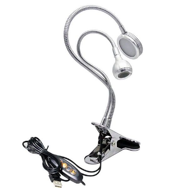 New 2 In 1 Clip Table Lamp Dimmable DoubleHead Adjustable