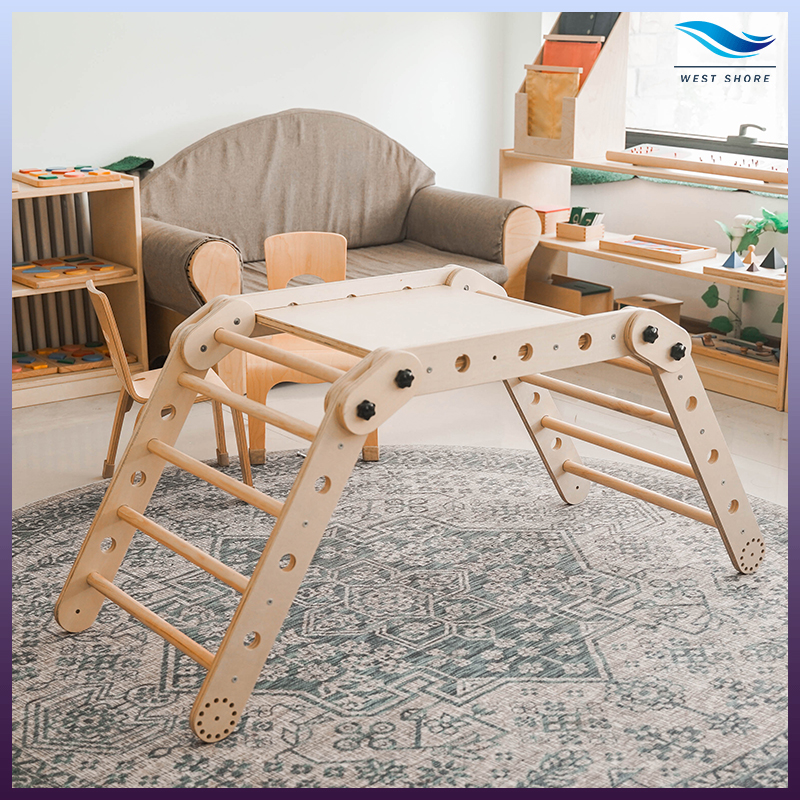儿童攀爬架实木家用小型室内滑滑梯组合宝宝感统训练折叠桌椅画架