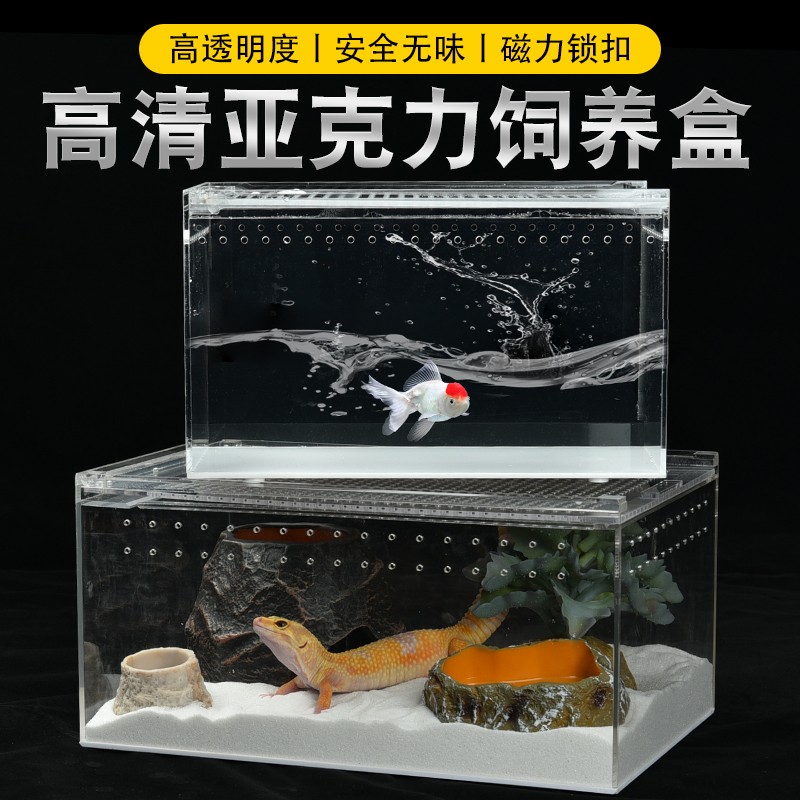 爬虫饲养盒宠物箱透明亚克力蜘蛛蜥蜴蜗牛螳螂蟋蟀乌龟爬宠造景箱