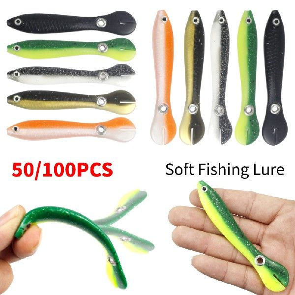 20-100PCS Fishing Silicone Soft Baits Loach Bait Bionic