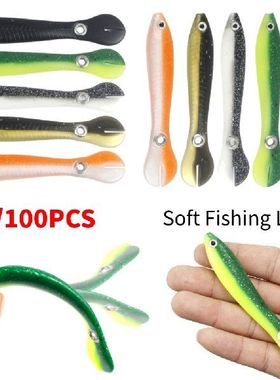 20-100PCS Fishing Silicone Soft Baits Loach Bait Bionic