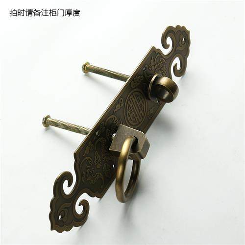 纯铜搭扣锁门扣柜门直条拉手大门门栓全铜老式木门挂锁扣全