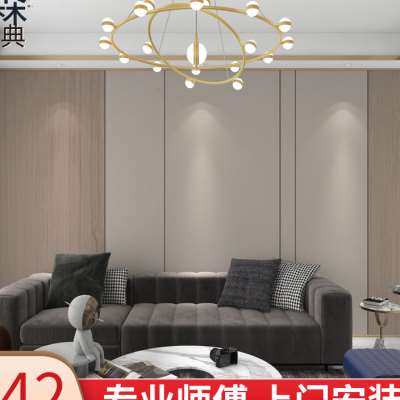 轻奢仿木纹电视背景墙壁纸客厅沙发3d立体格栅线条壁布无缝墙布