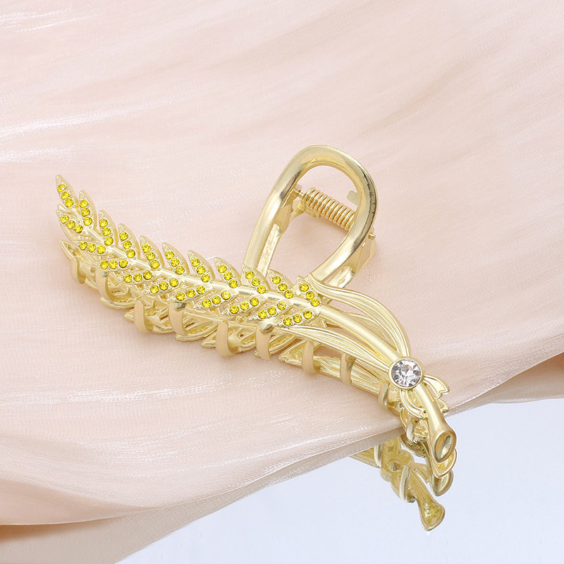 Large golden wheat clip bath casual hair clip女性大号发夹