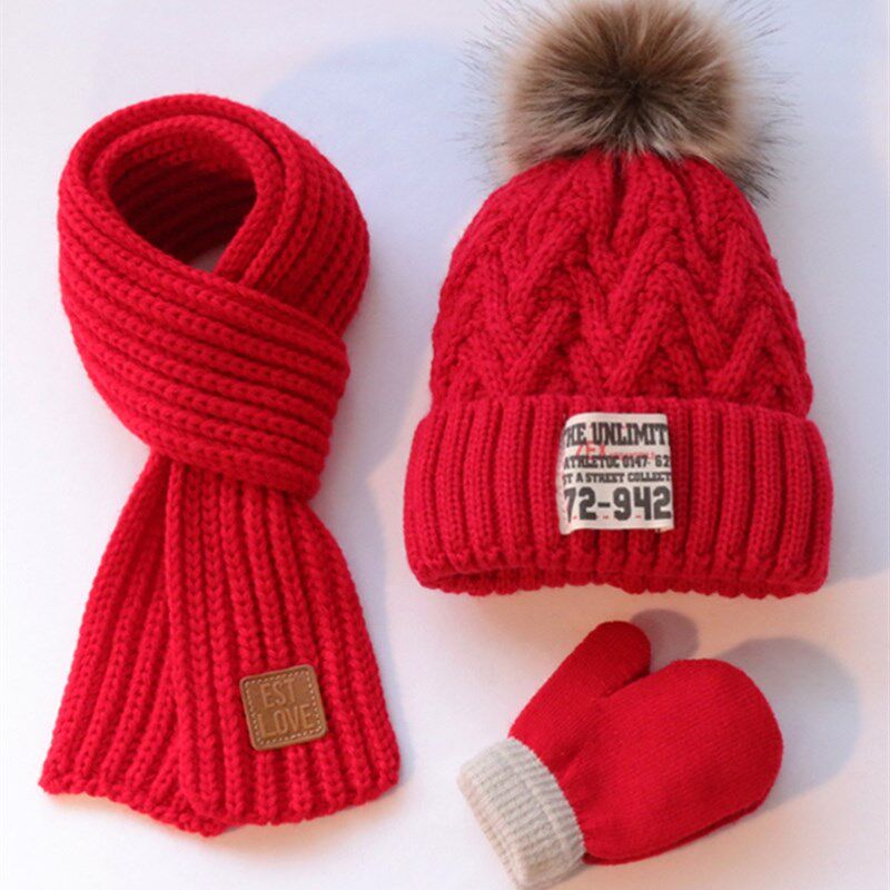 极速儿童帽子和围巾套装冬季4-5岁男宝宝一套冬天男带手套女童小