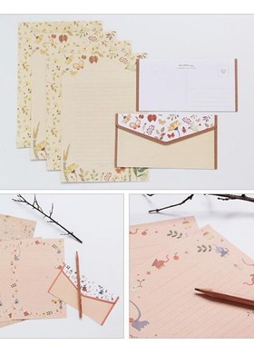 5 Sets/45pcs Flower Printing Envelope and Letter Paper Lovel