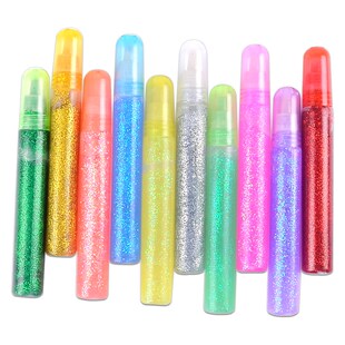 包邮12色金葱胶水笔闪光胶彩粉胶七彩胶带胶金粉银粉彩色胶水笔