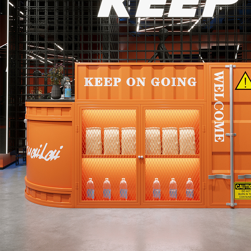 工业风吧台收银台铁艺复古奶茶店酒吧店铺创意发光转角前台接待台