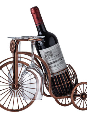 欧式复古三轮车红酒架摆件家居客厅酒柜桌面装饰葡萄酒杯架摆件