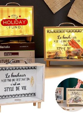 4 Styles Fund Ornament Wooden Case Piggy Bank Money Coin