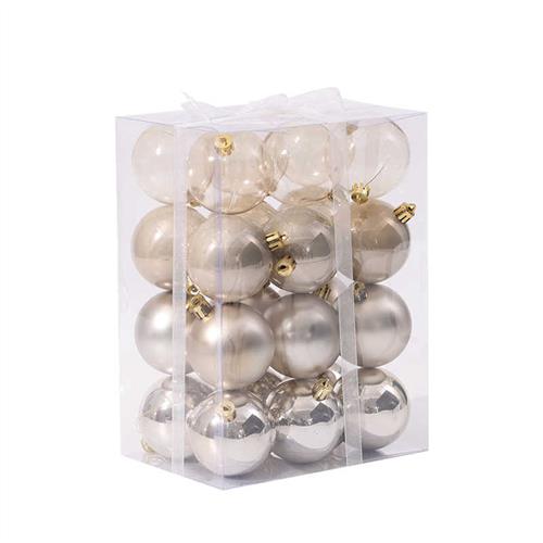 耶诞树装饰品挂件香槟色白色透明耶诞球吊饰耶诞节场景装饰布置